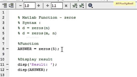Create an array of zeros that is the same size as an existing array. . Matlab zeros